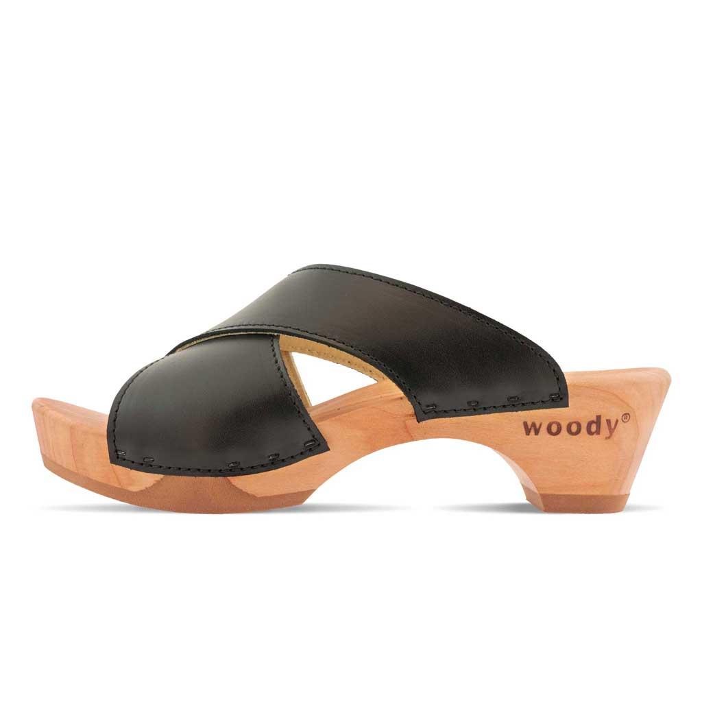 Juna Damen Clog Pantolette woody® - Schwarz / 36
